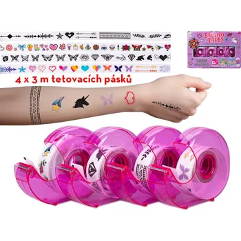 Lepicí pásky s tetováním 4ks v krabičce pro holky růžové