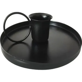 Svícen Kovový retro svícen s držadlem na stůl | svícen dekorace, svícen kovový - Černý