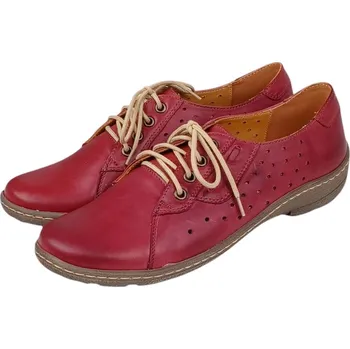 Dámské polobotky S 510/P - 209 červené perforované dámské kožené zdravotní polobotky; nature podešev 42