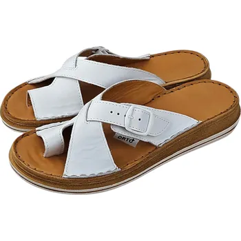 Dámské pantofle 4382 - 10 dámské kožené zdravotní nazouváky /žabky s podporami kleneb nožních; barva bílá 38