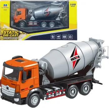 autíčko LEAN Toys Míchačka – stavební vozidlo, kovová, Huina, oranžová, 1:50