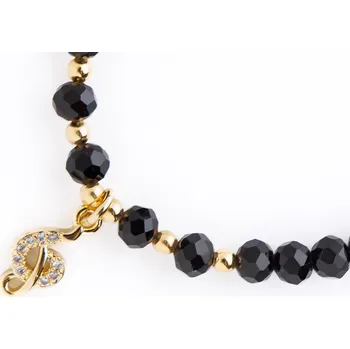 Náramek Náramek z přírodních minerálů s hudebním přívěskem - černý motivy: Houslový klíč