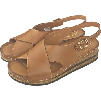 Dámské sandále S 1616 - 328 zdravotní kožené sandály s podporami kleneb nožních; barva hnědá 39
