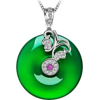 Náhrdelník Dámský náhrdelník s kruhovým přívěskem D508 zelená