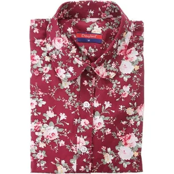 Dámská košile Dámská košile s květinami A2290 červená XL