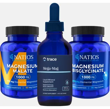 Doplněk stravy Výhodný balíček 3 druhů hořčíků Natios & Trace Minerals