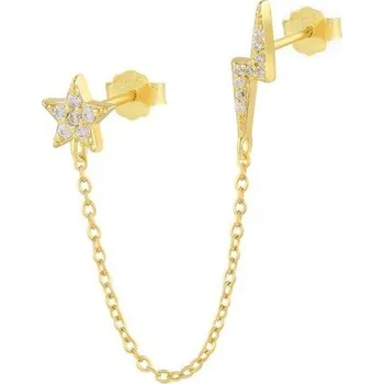 Náušnice Dámská náušnice s bleskem a hvězdou zlatá