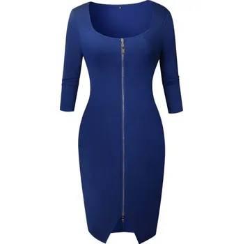 Dámské šaty Dámské pouzdrové šaty na zip modrá L