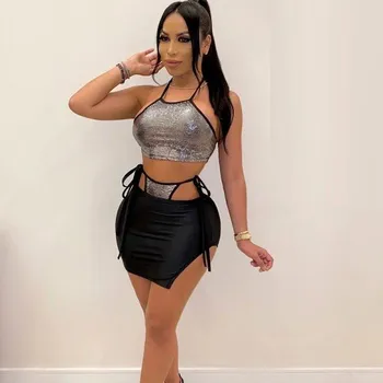 Dámská sukně Dámský crop top a sukně B1186 černá XS