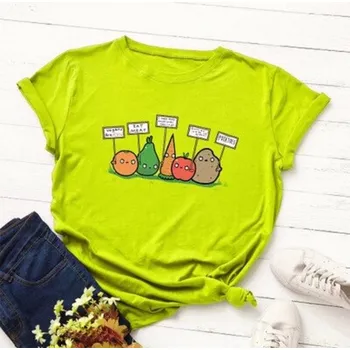 Dámské tričko Dámské tričko s potiskem zeleniny neonová zelená 3XL