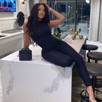 Dámský overall Dámský elastický overal bez rukávů černá XS