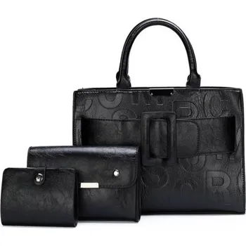 Kabelka Dámská kožená kabelka set 3 ks M1660 černá