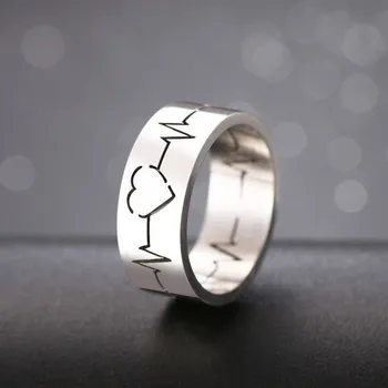 Prsten Dámský prstýnek se srdečním tepem D2908 stříbrná 7