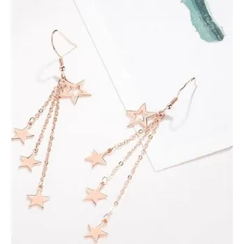 Náušnice Dámské visací náušnice s hvězdami A3166 starorůžová