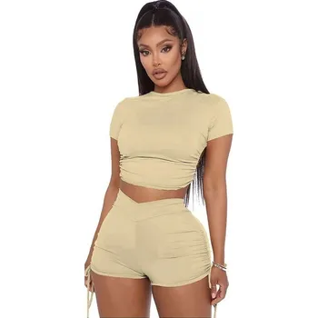 Dámské kraťasy Dámský crop top a kraťasy B11216 béžova M