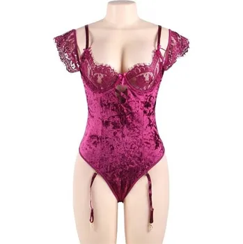 Body Dámské sametové body s odhalenými rameny S