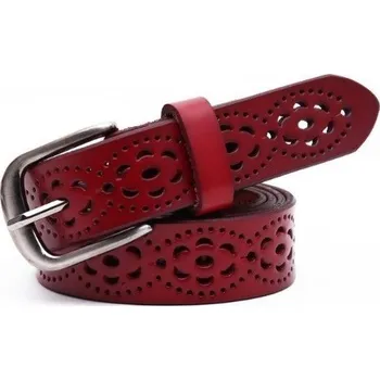 Opasek Dámský ozdobný kožený pásek J2856 červená 115 cm