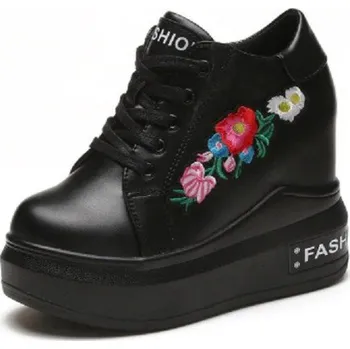 Dámské tenisky Dámské kotníkové tenisky s květinami J1714 černá 36