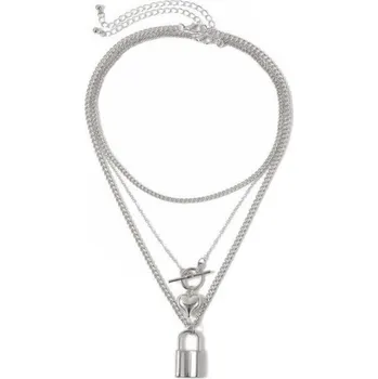Náhrdelník Dámský náhrdelník se srdcem a zámkem stříbrná