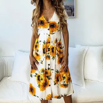 Dámské šaty Dámské šaty s květinami A2754 bílá M