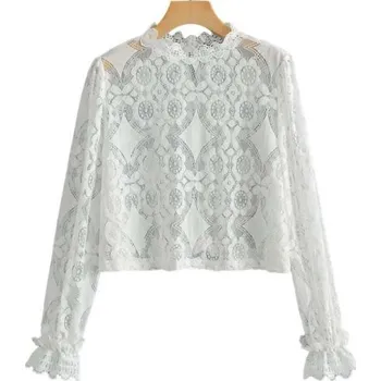 Dámská halenka Bílá průsvitná halenka L