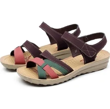 Dámské sandále Dámské páskové sandály na suchý zip hnědá 38