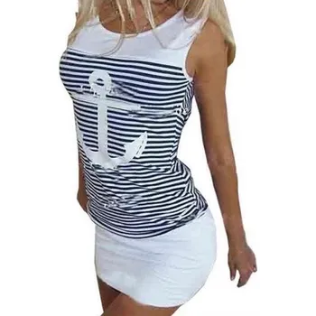 Dámské šaty Dámské mini šaty s kotvou bílá M