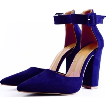 Dámské lodičky Dámské semišové lodičky s přezkou J2843 tmavě modrá 41