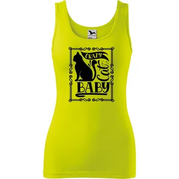 DOBRÝ TRIKO Dámské tílko s potiskem Cat baby Velikost: L, Barva: Limetková