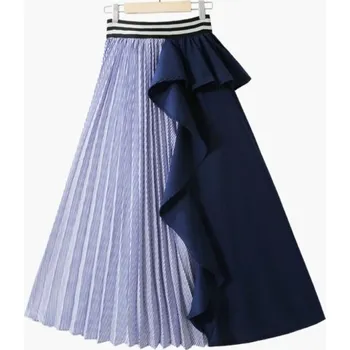Dámská sukně Dámská dvoubarevná sukně s volánky tmavě modrá