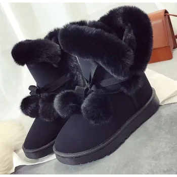 Dámská zimní obuv Dámské zimní boty s bambulkami J2430 černá 36