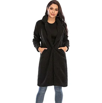 Dámský chlupatý kabát P1398 černá XL