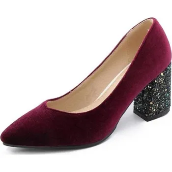 Dámské lodičky Dámské lodičky s třpytivým podpatkem J1744 bordová 42