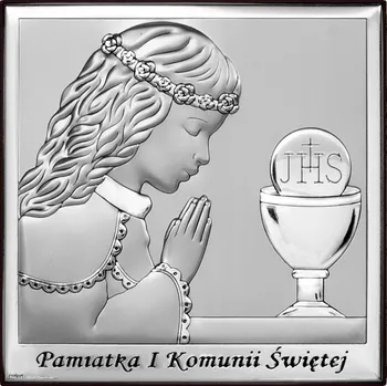 Obraz PAMÁTKA K PRVNÍMU SVATÉMU PŘIJÍMÁNÍ STŘÍBRO PRO DÍVKU