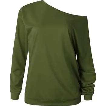 Dámský svetr Dámský pulovr se spadlým ramenem armádní zelená M