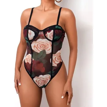 Body Dámské květinové body bez rukávů L