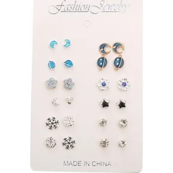 Náušnice Dámské peckové náušnice 12 párů G1133