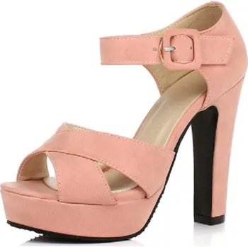 Dámské sandále Dámské kožené sandály na platformě růžová 40