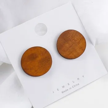 Náušnice Dámské dřevěné náušnice G1151 světle hnědá