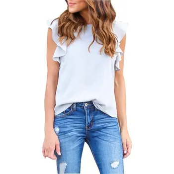 Dámská halenka Dámská blůza s volánky světle šedá M