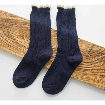 Dámské ponožky Dámské teplé ponožky s volánky tmavě modrá