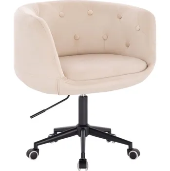 LuxuryForm DESIGN Kosmetické křeslo MONTANA VELUR na černé podstavě s kolečky - krémové