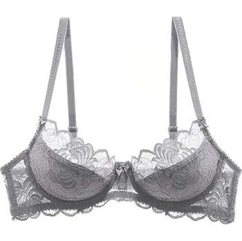 Podprsenka Dámská polovyztužená podprsenka s krajkou šedá 85C
