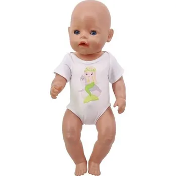 Doplněk pro panenku Bílý obleček pro panenky s potiskem 8