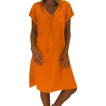 Dámské šaty Bavlněné letní šaty oranžová XXL