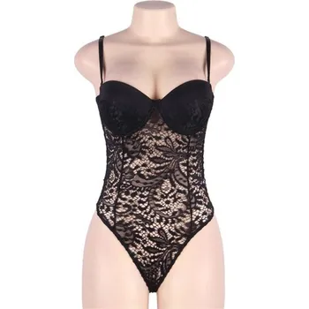 Body Dámské krajkové body s úzkými ramínky černá XXL