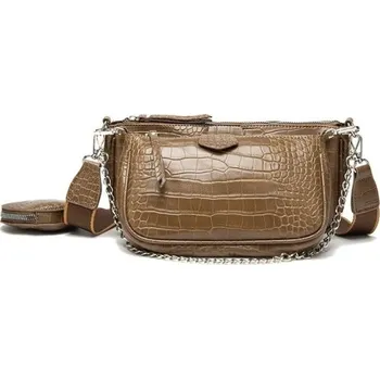 Kabelka Dámská crossbody kabelka se vzorem hadí kůže M706 hnědá