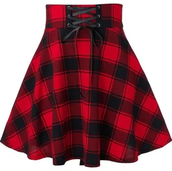 Dámská sukně Dámská kostkovaná sukně se šněrováním červená M