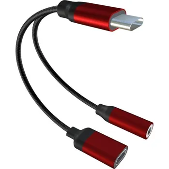 Datové redukce Adaptér USB-C na 3,5mm jack / USB-C K74 červená