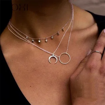 Šperk Dámský náhrdelník s půlměsícem N7 stříbrná